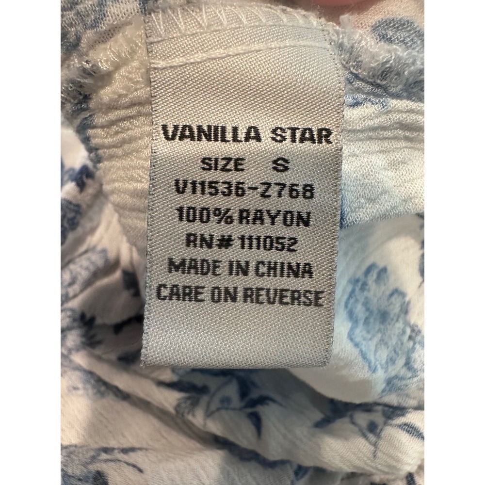 Vanilla Star Women Blue Floral Off Shoulder Crop Top Long Sleeve Blouse Size S - Picture 7 of 10
